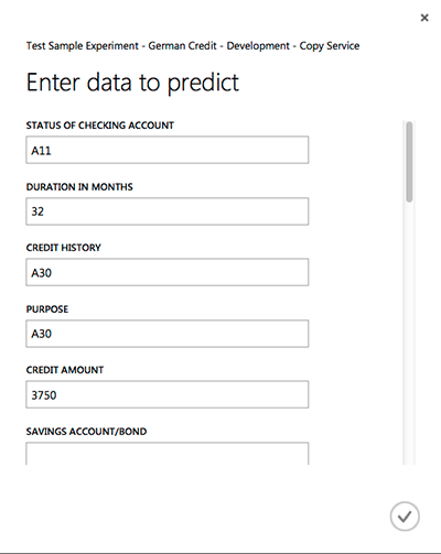 Testing a prediction Azure ML API via a test page