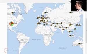 Interactive, zoomable Power View map showing sales data